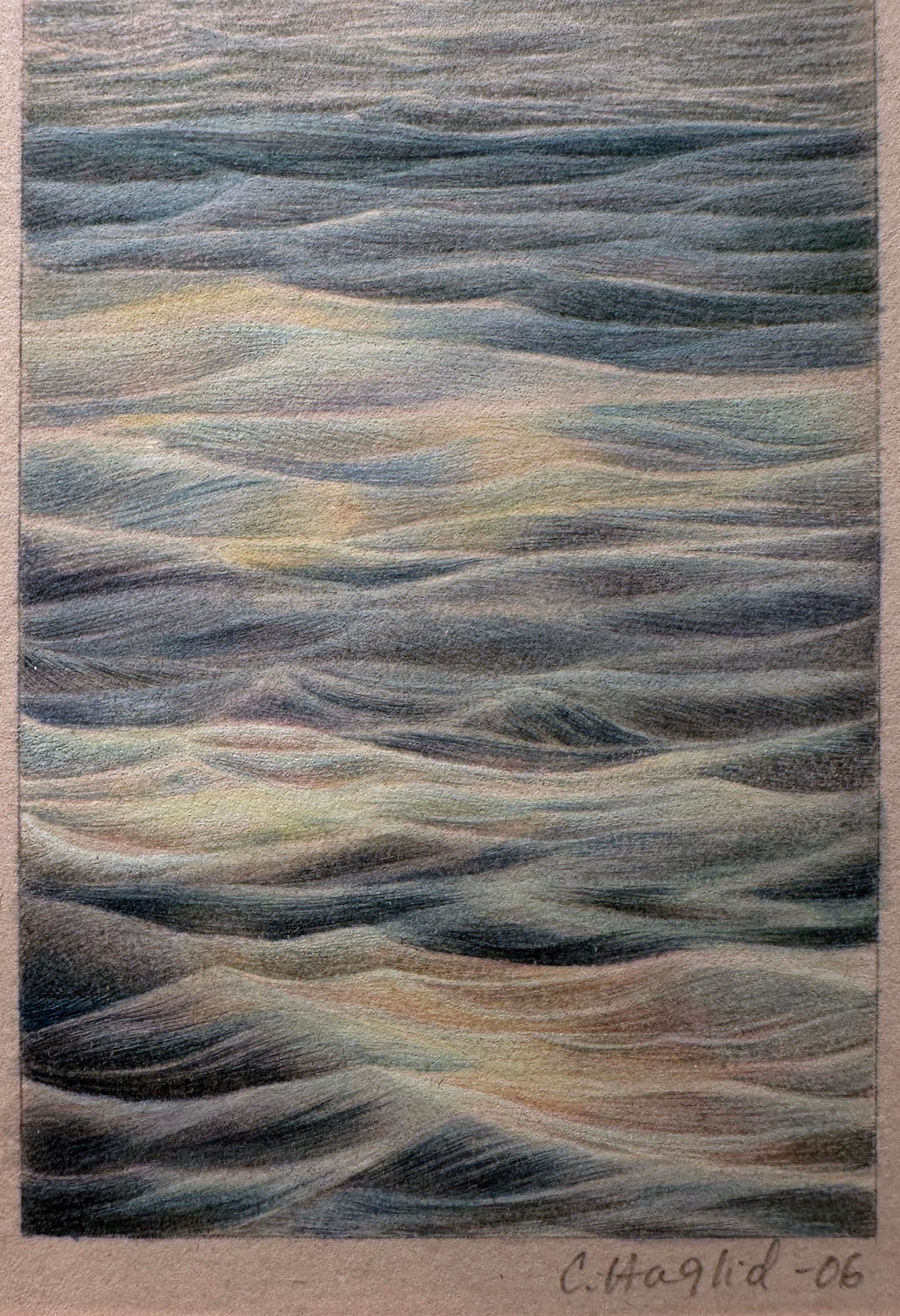 Current - Kleines Aquarell einer Meereslandschaft auf Archivalität  Papier und gerahmt im Angebot 1