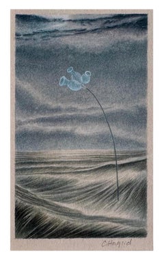 Trio - Watercolor Seascape and Flower on Archival Paper, Matted and Framed