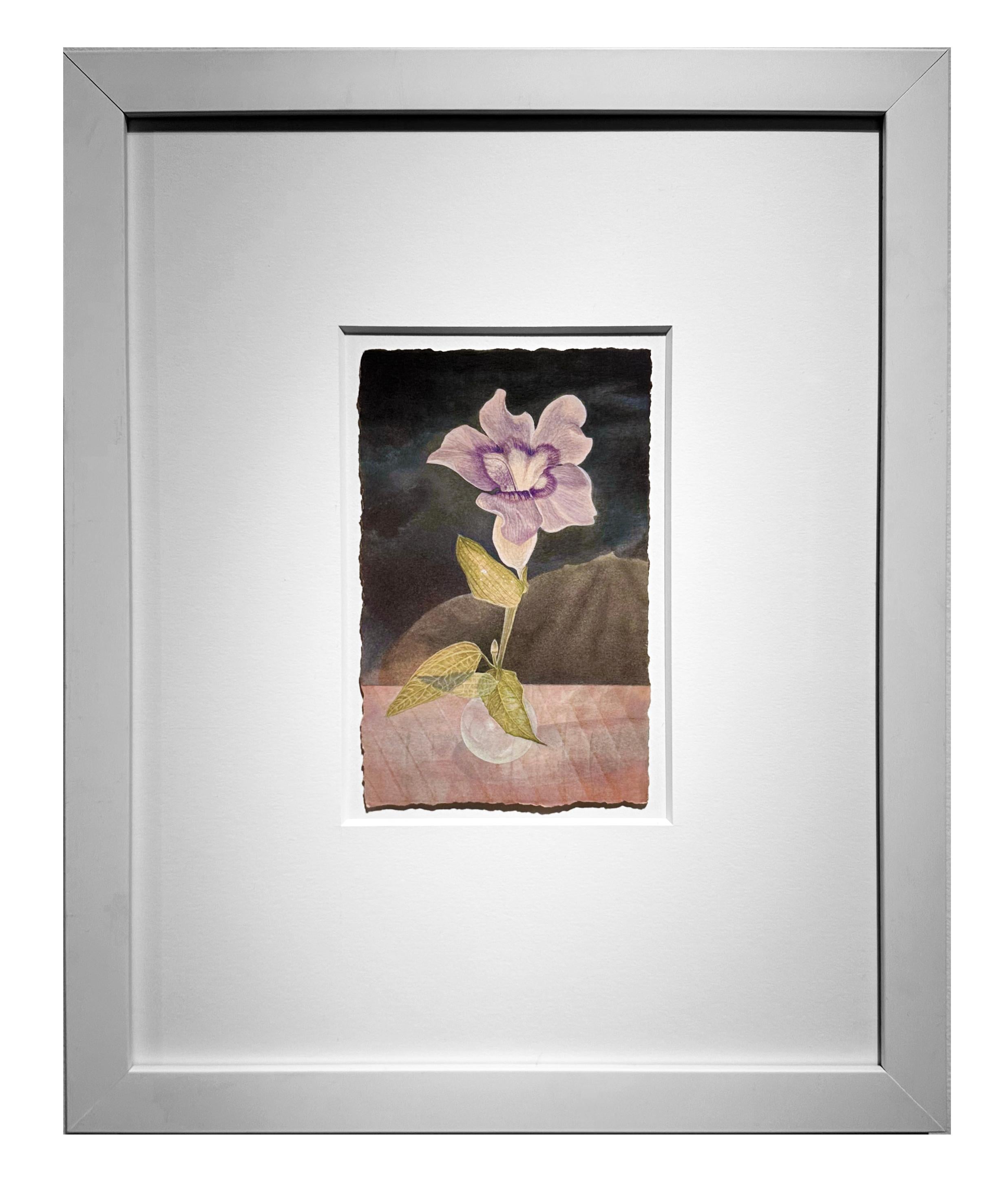 Thunbergia - aquarelle fleur et paysage sur papier - Christina Haglid en vente 1