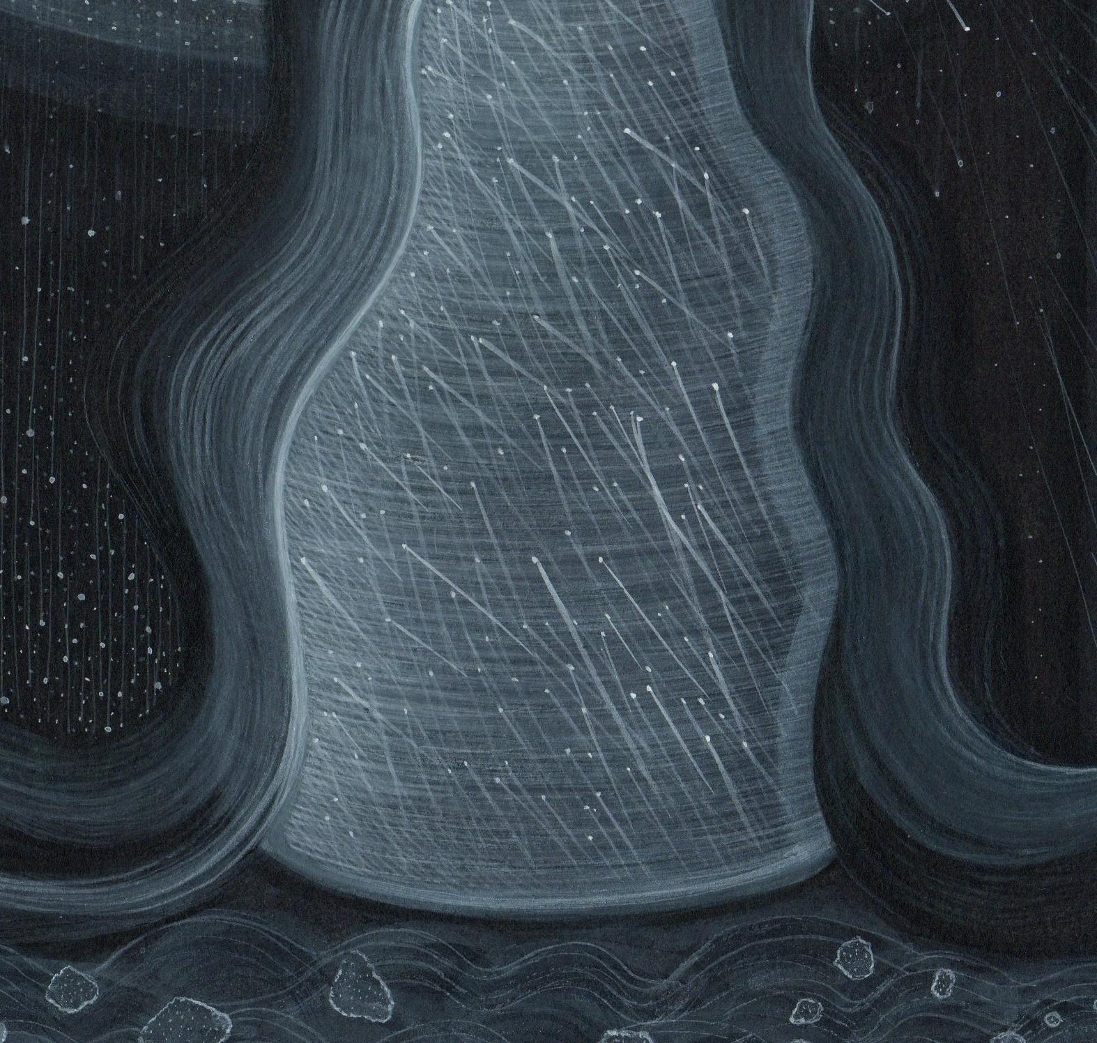 Arco Iris Doblado - Escena de Fenómeno Meteorológico, Acuarela y Gouache sobre Papel, Enmarcado - Still-Life Negro de Christina Haglid