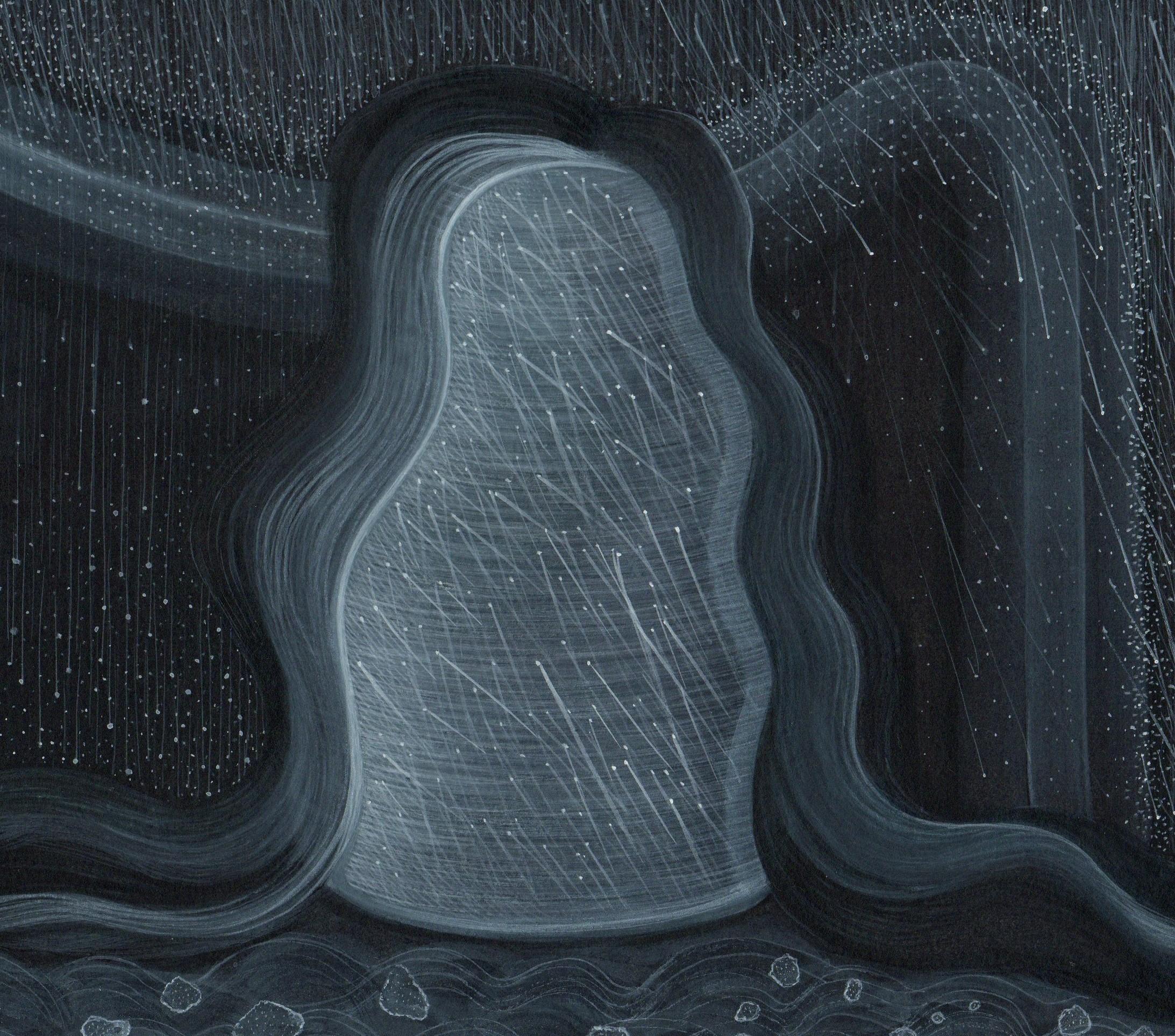 Arco Iris Doblado - Escena de Fenómeno Meteorológico, Acuarela y Gouache sobre Papel, Enmarcado - Art Contemporáneo de Christina Haglid