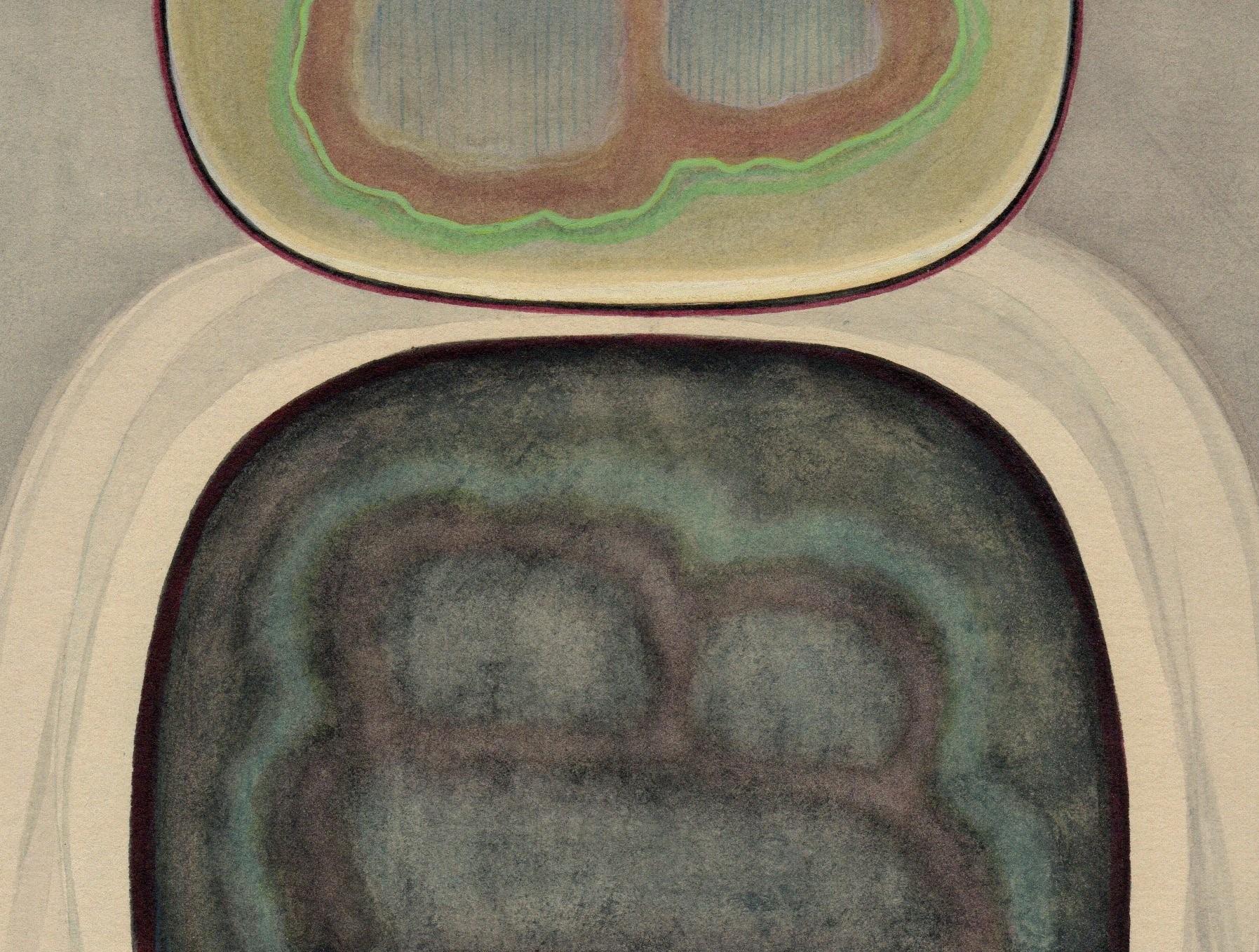 Cloud Stone - Forme geometriche con ammassi di nuvole, acquerello e guazzo - Still-Life Marrone di Christina Haglid