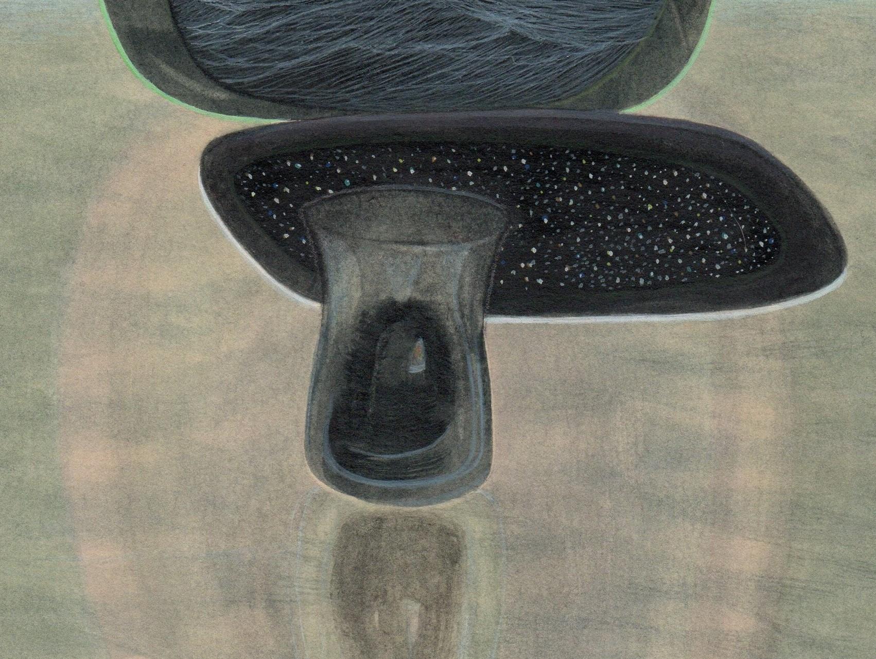 Juniper Skyway - Árboles y Escena Oceánica, Acuarela y Gouache sobre Papel, Enmarcado - Landscape Art Gris de Christina Haglid