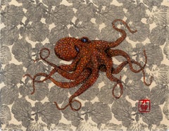 Silver Lining: Creole Lady Marmalade  - Gyotaku Style Sumi Ink Octopus Painting