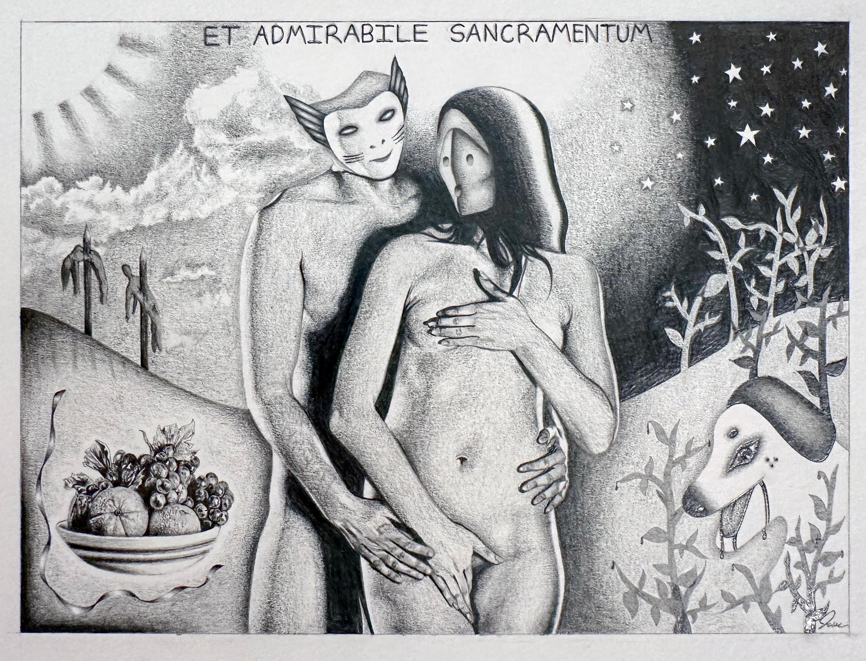 Et un merveilleux sacrement - Dessin au graphite, encadré