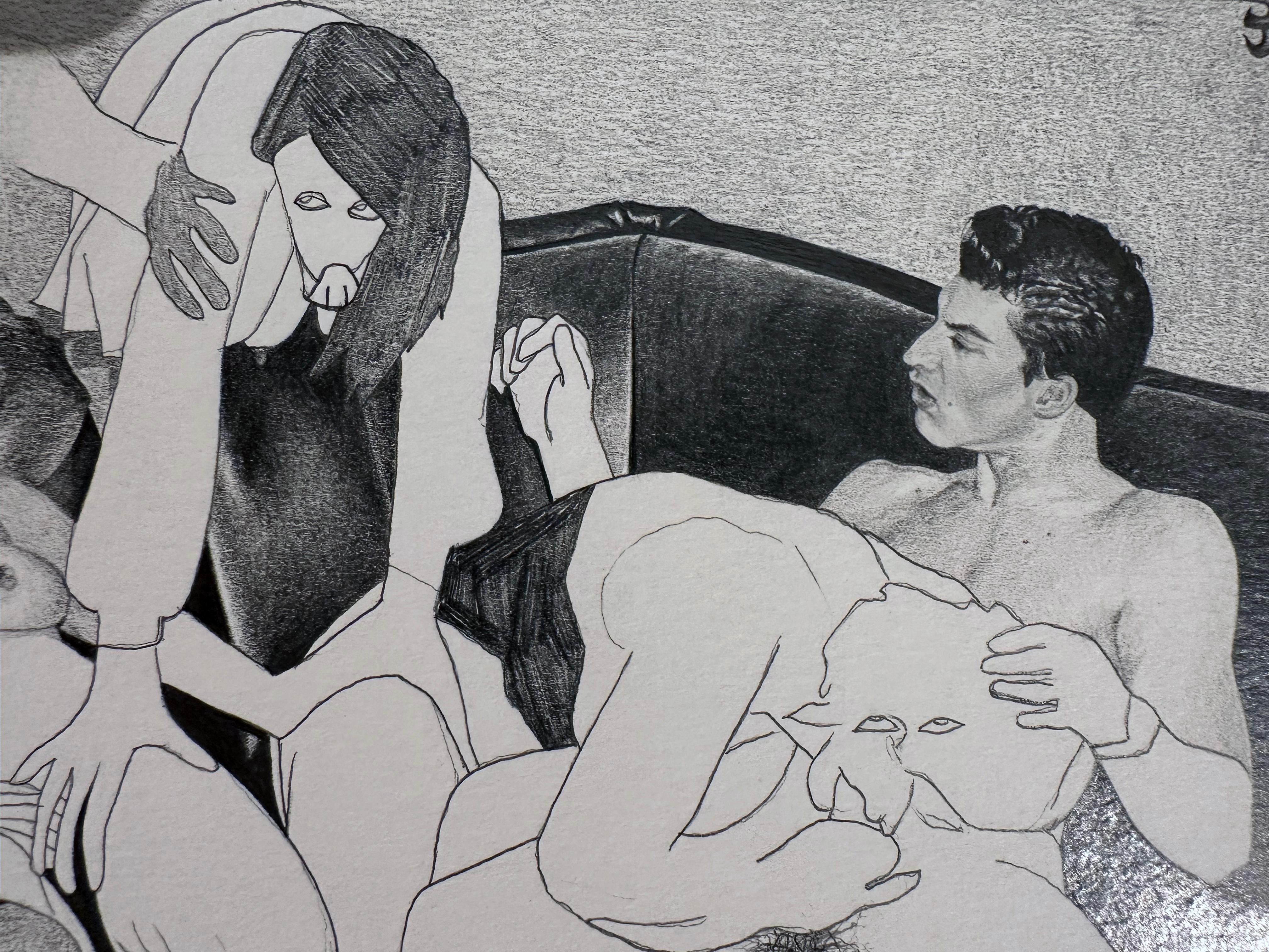 I Only Have Eyes For You, Nudes, Graphite Drawing, Framed For Sale 1