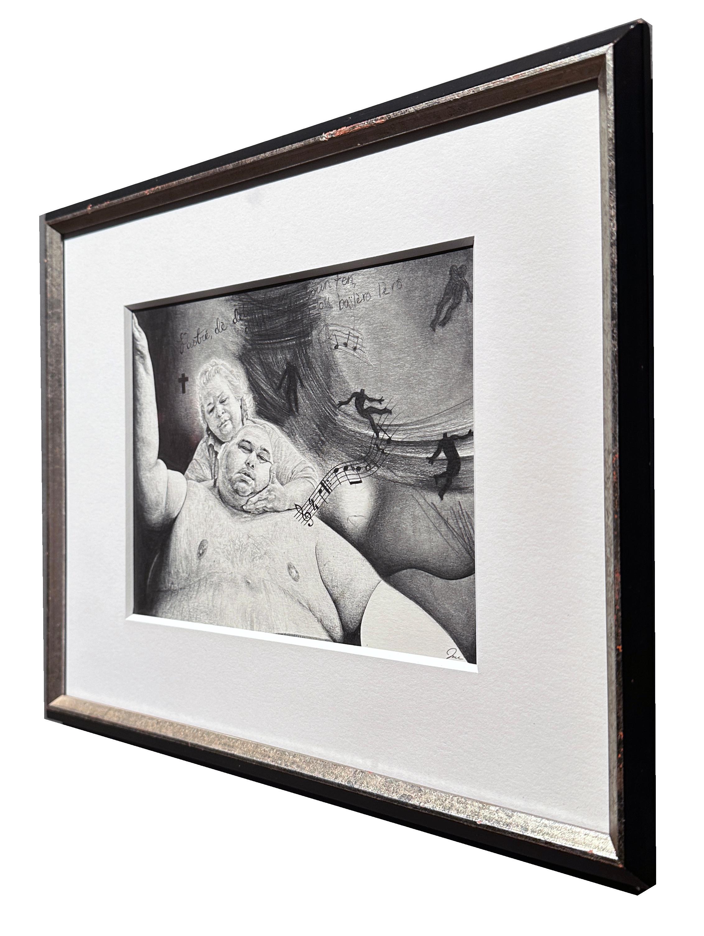 I Must Have Done Something Good - Graphite Drawing, Framed For Sale 1