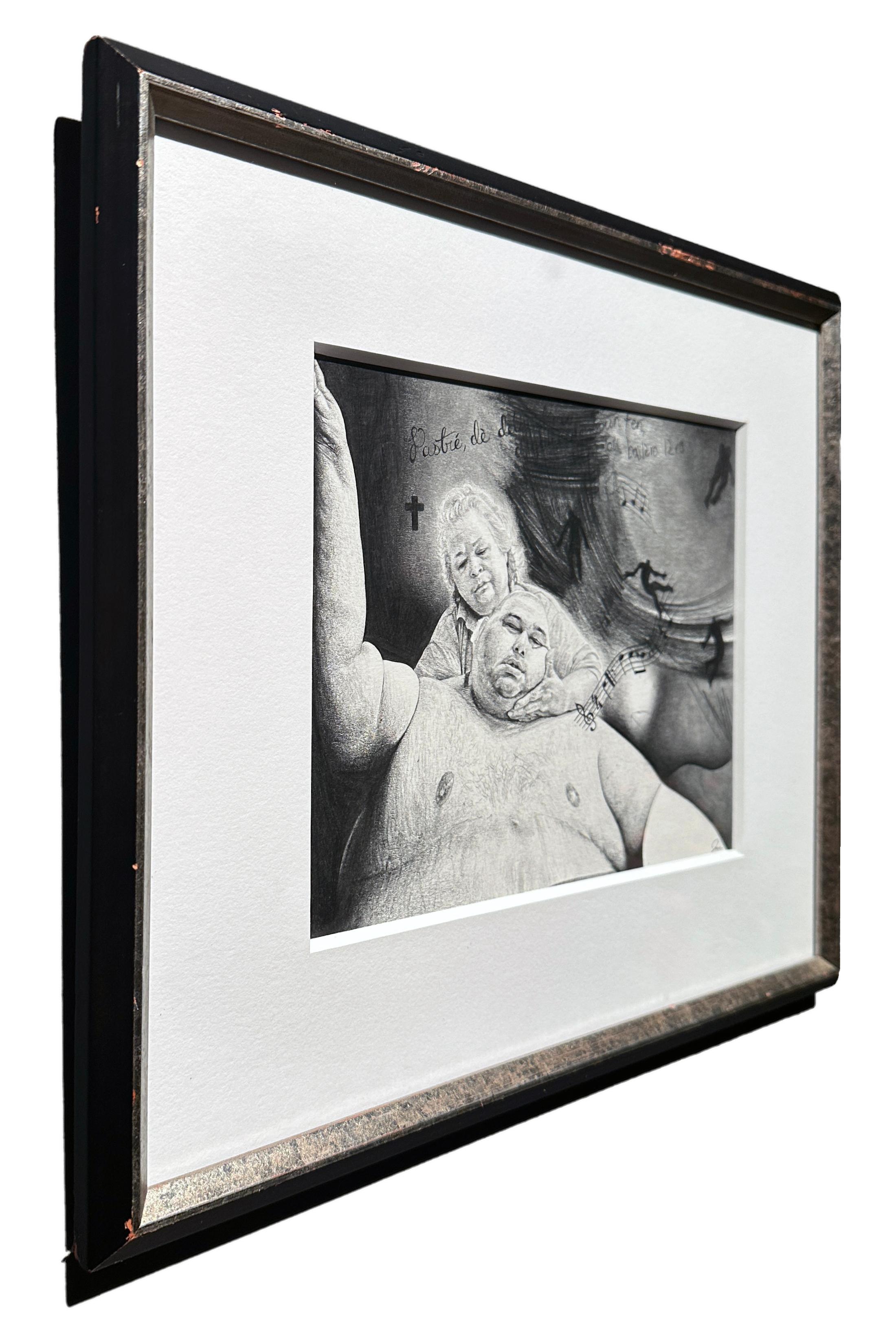 I Must Have Done Something Good - Graphite Drawing, Framed For Sale 2