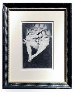 Hitchhike - Dessin déformé de figures masculines et féminines nues, encadré