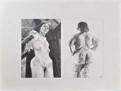 Study, Graphite Drawing of Female Nude Figures, Framed