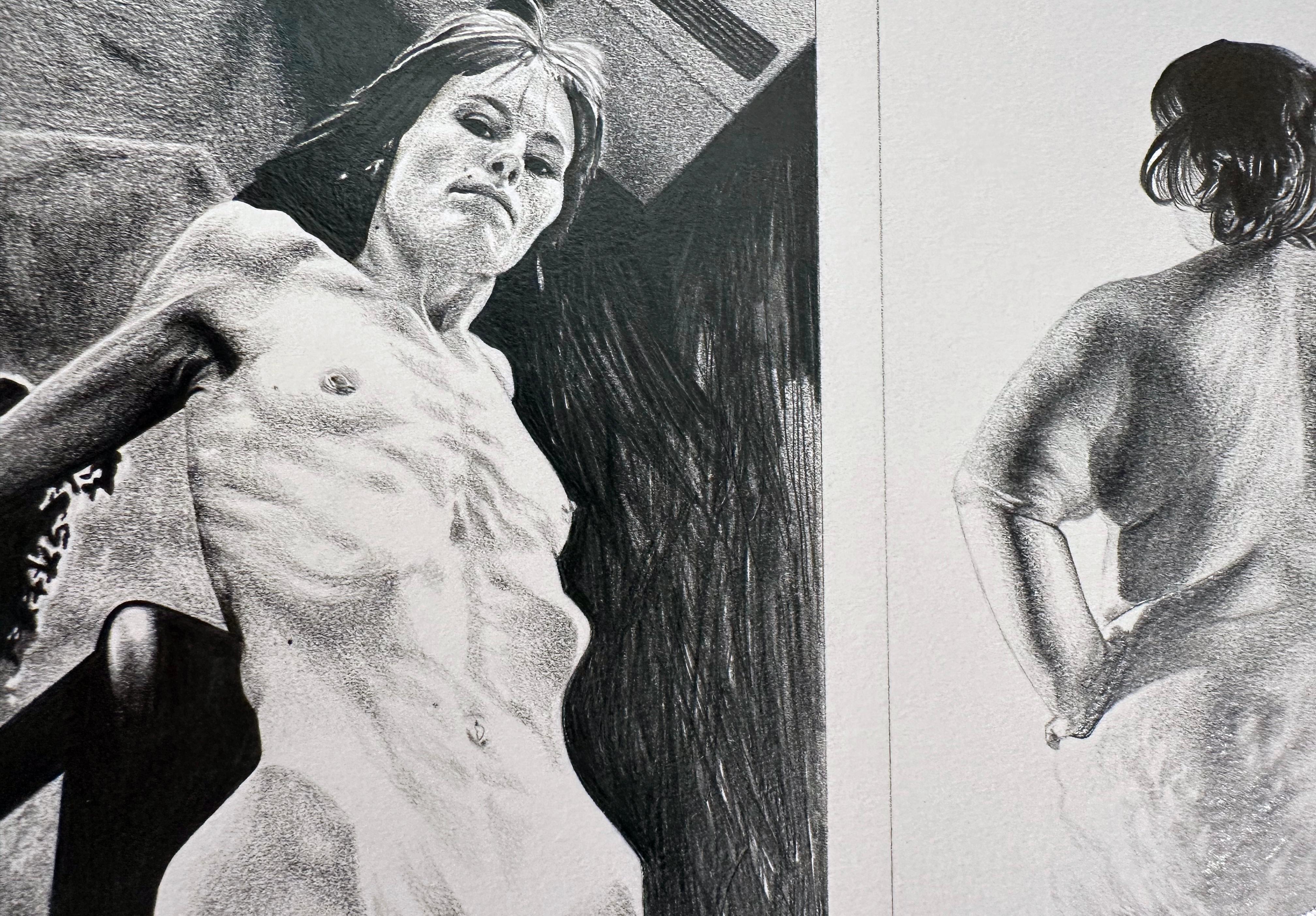 Jane Birch
Study
graphite on paper
6h x 8w in
12h x 14w in framed
15.24h x 20.32w cm
JAB009

My drawings are lovingly objectifying. I’m an alien researcher, and my subject, humans, are funny, cute, and repulsive. Mostly I find myself looking down on