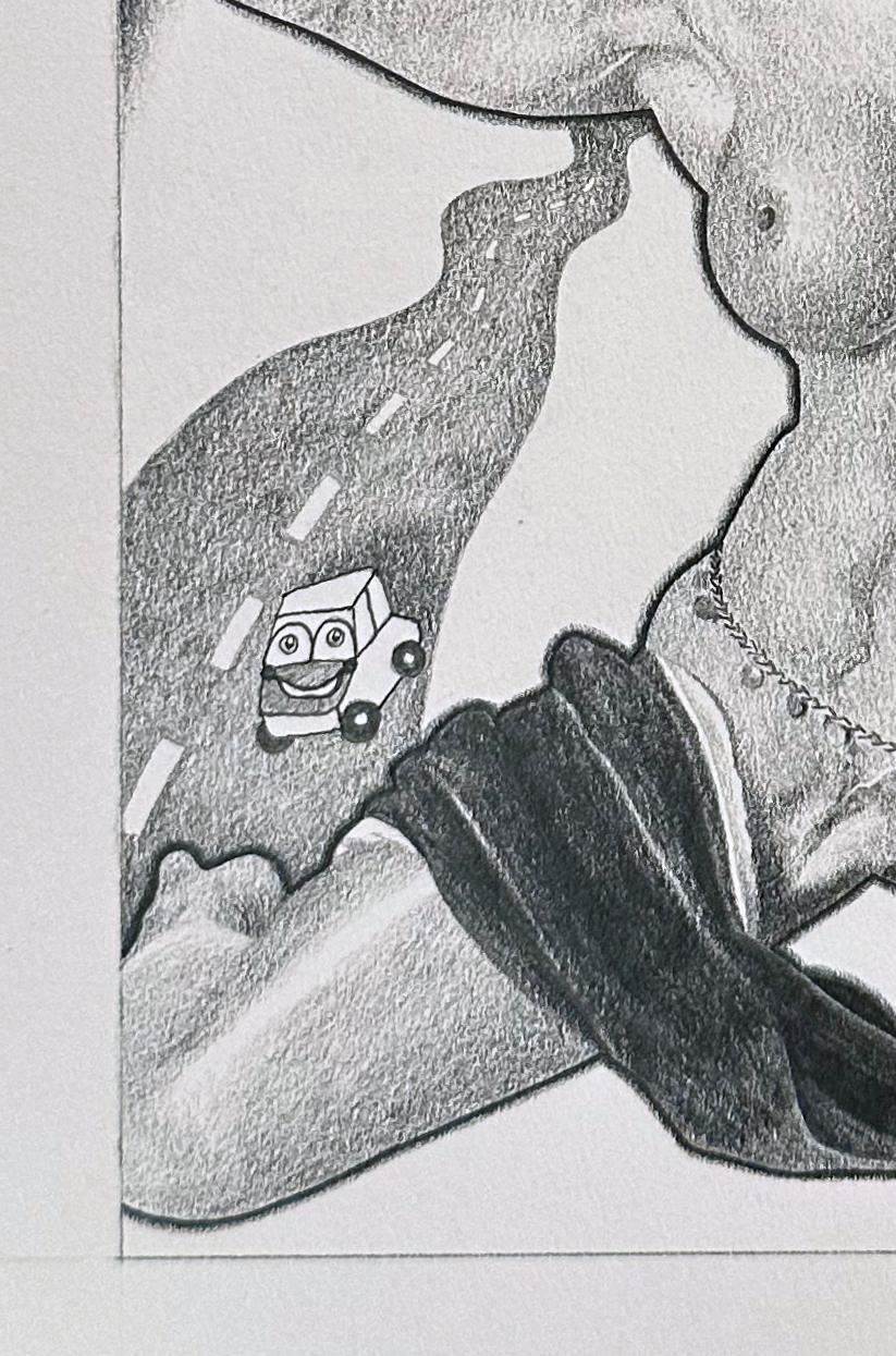 Casino Off Salida 6 - Dibujo en grafito, enmarcado en venta 1