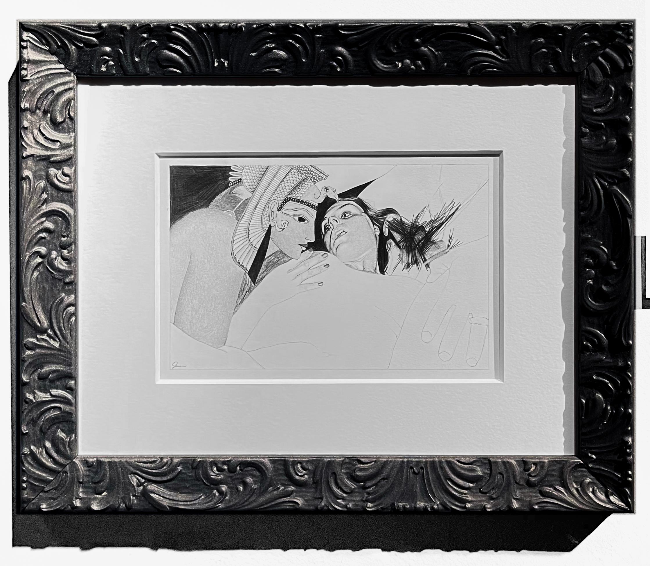 Eros - Greek Goddess of Love, Sex and Desire, Graphite Drawing, Framed - Art by Jane Birch