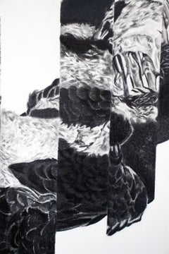 Vanished - Geometric Abstraction / Realistic Graphite Drawing of Bird