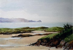Rosbeg - Contemporary Watercolor Landscape of Coastal Ireland, Framed
