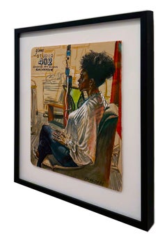Yani - Original Contemporary Ink Drawing on Paper, Framed