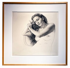 Portrait of Pilar, Contemporary Graphite Drawing, Framed