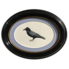Zombie Raven II - Highly Detailed Watercolor Painting in Oval Frame