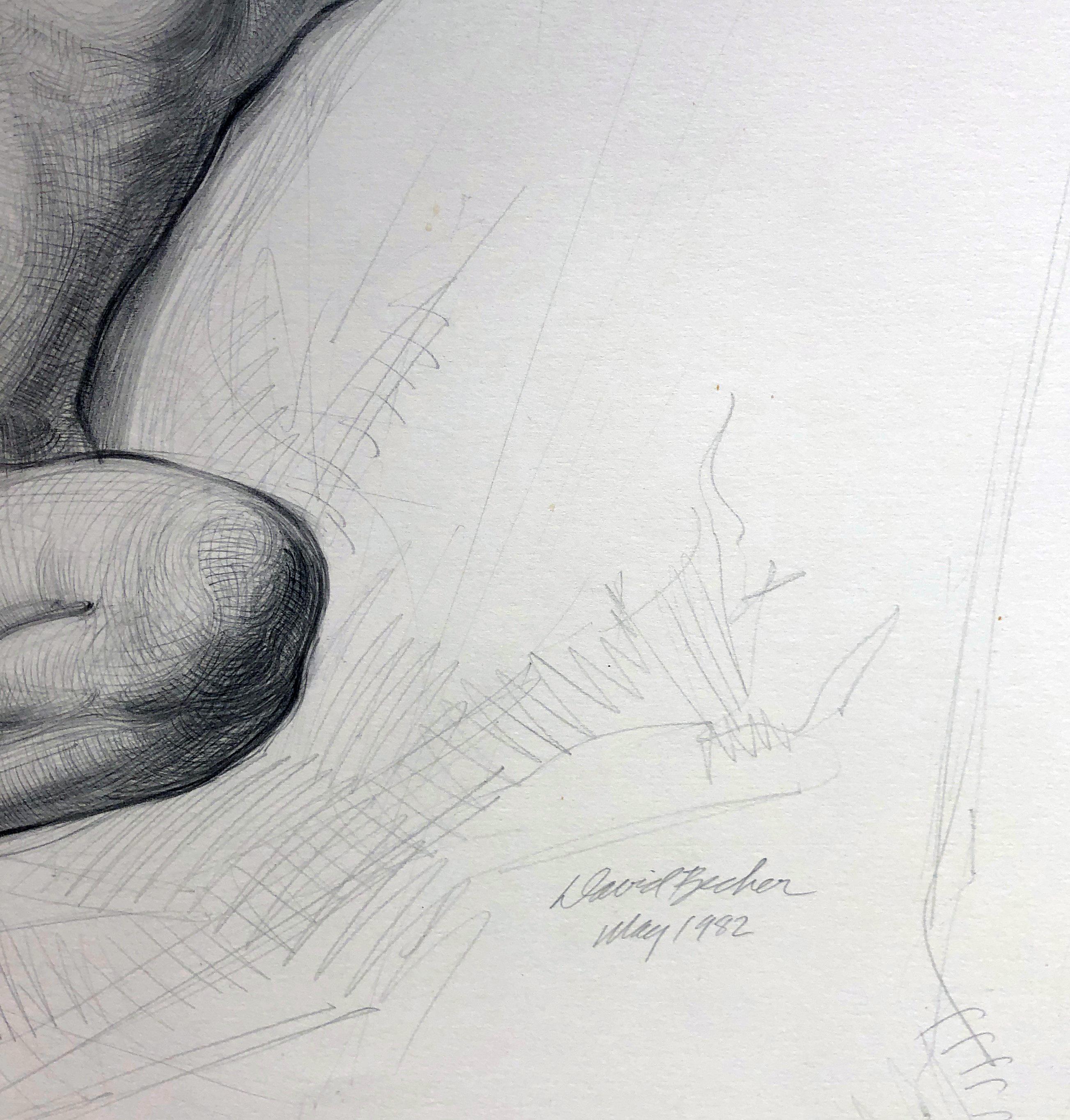 Study for A Foregone Conclusion, Female Nude Figure Study, Graphite Drawing - Beige Figurative Art by David Becker