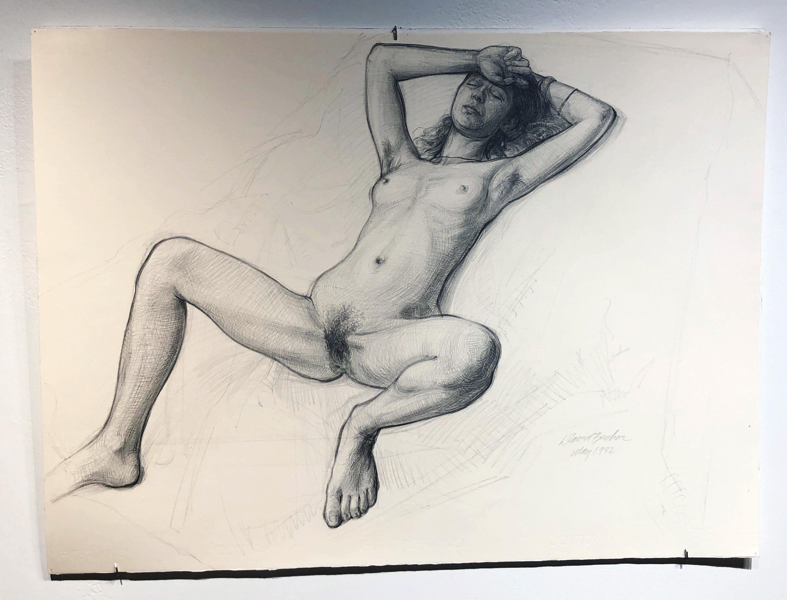 Study for A Foregone Conclusion, Female Nude Figure Study, Graphite Drawing - Art by David Becker
