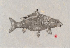 Black Mirror - Gyotaku Technique Fish Painting with Sumi Ink on Mulberry Paper
