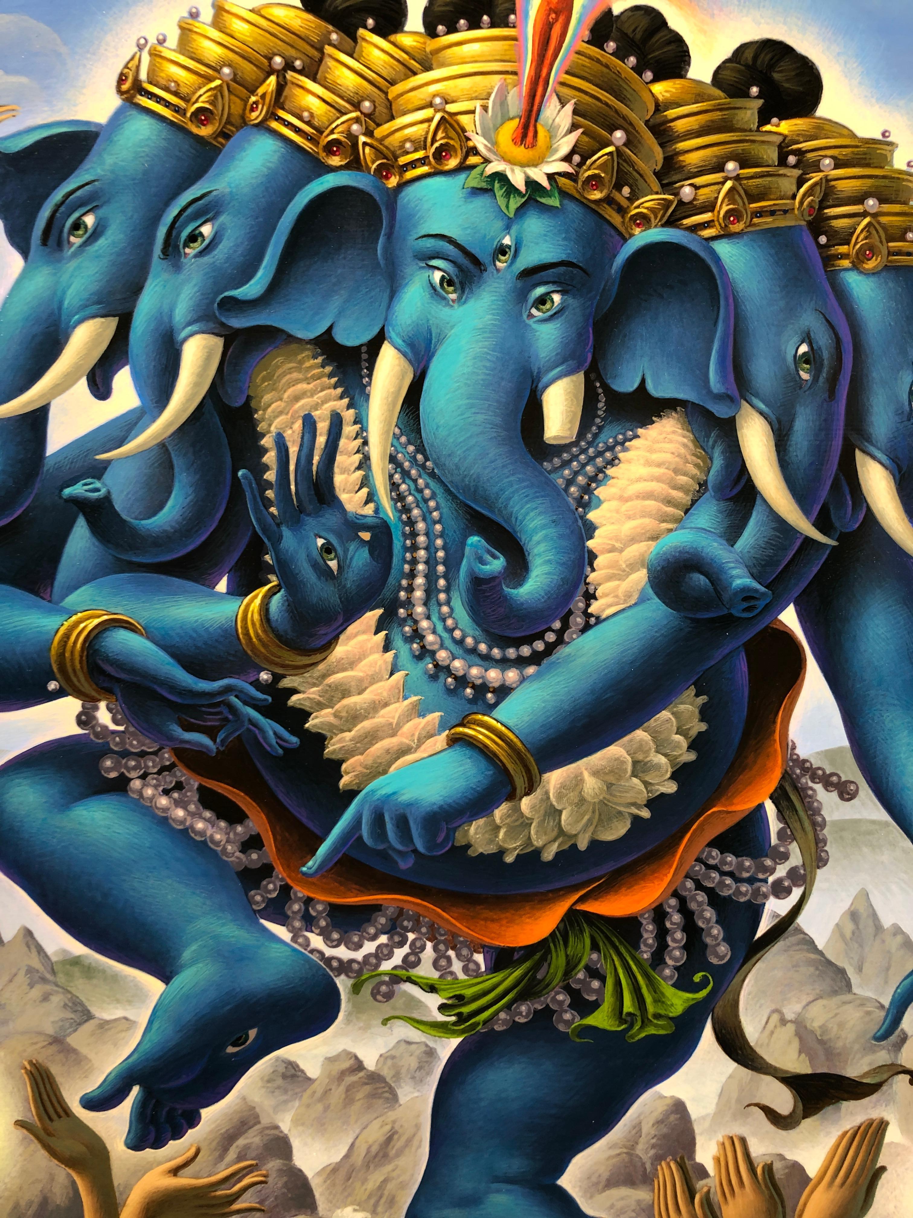 Ganesh at the Maelstrom - Highly Detailed Surreal, Symbolic Painting 11