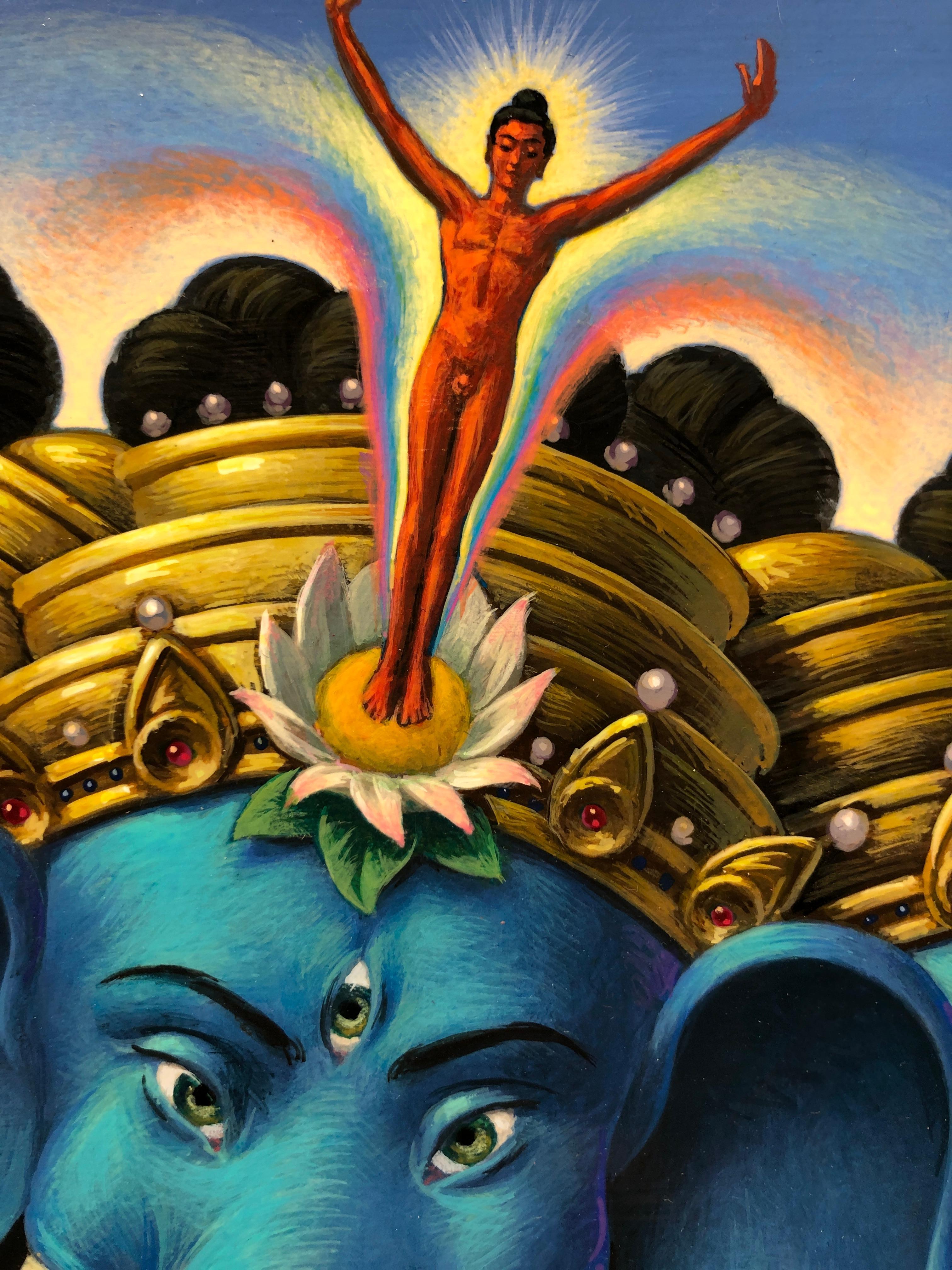 Ganesh at the Maelstrom - Highly Detailed Surreal, Symbolic Painting 12
