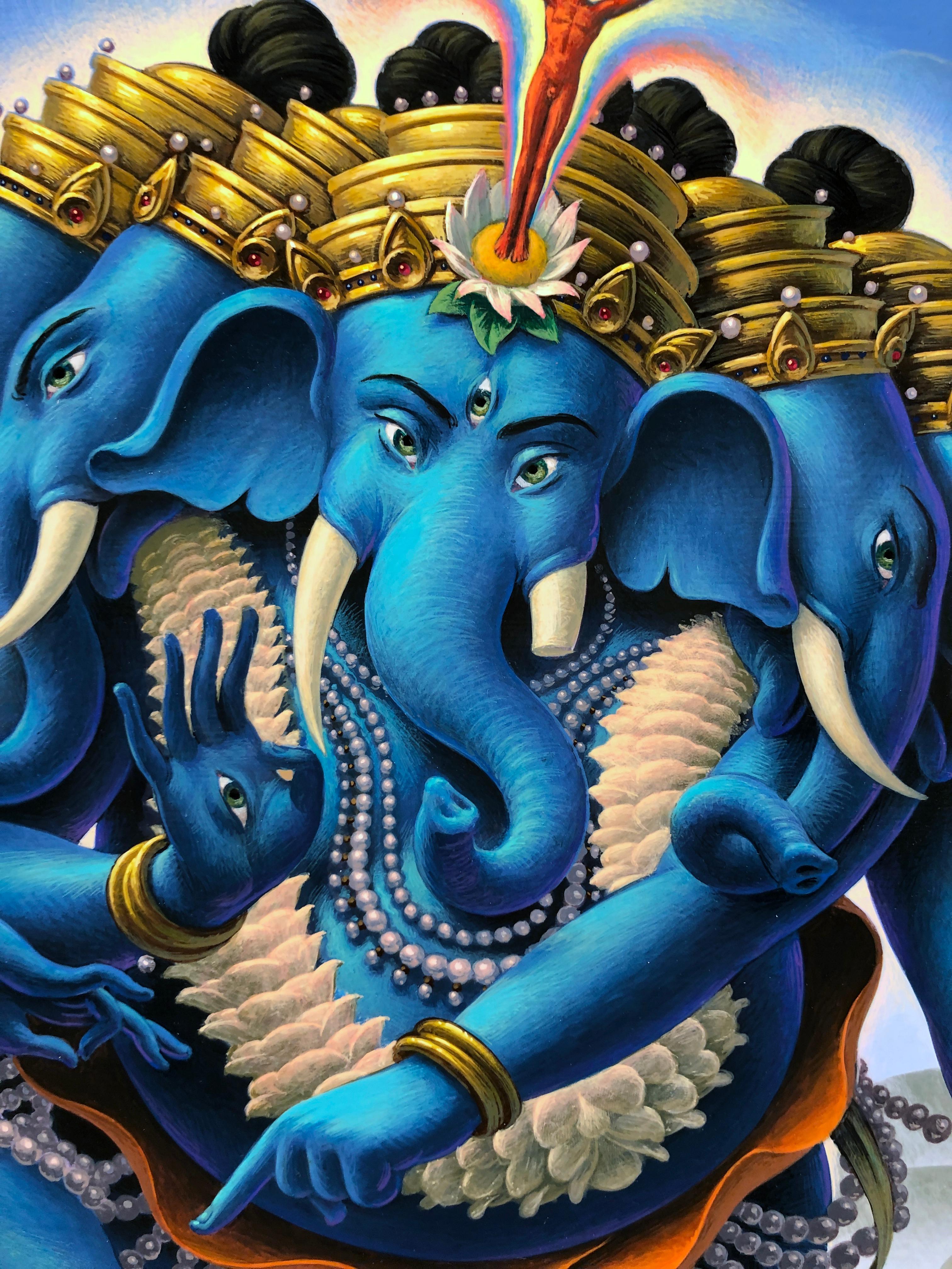 Ganesh at the Maelstrom - Highly Detailed Surreal, Symbolic Painting 4