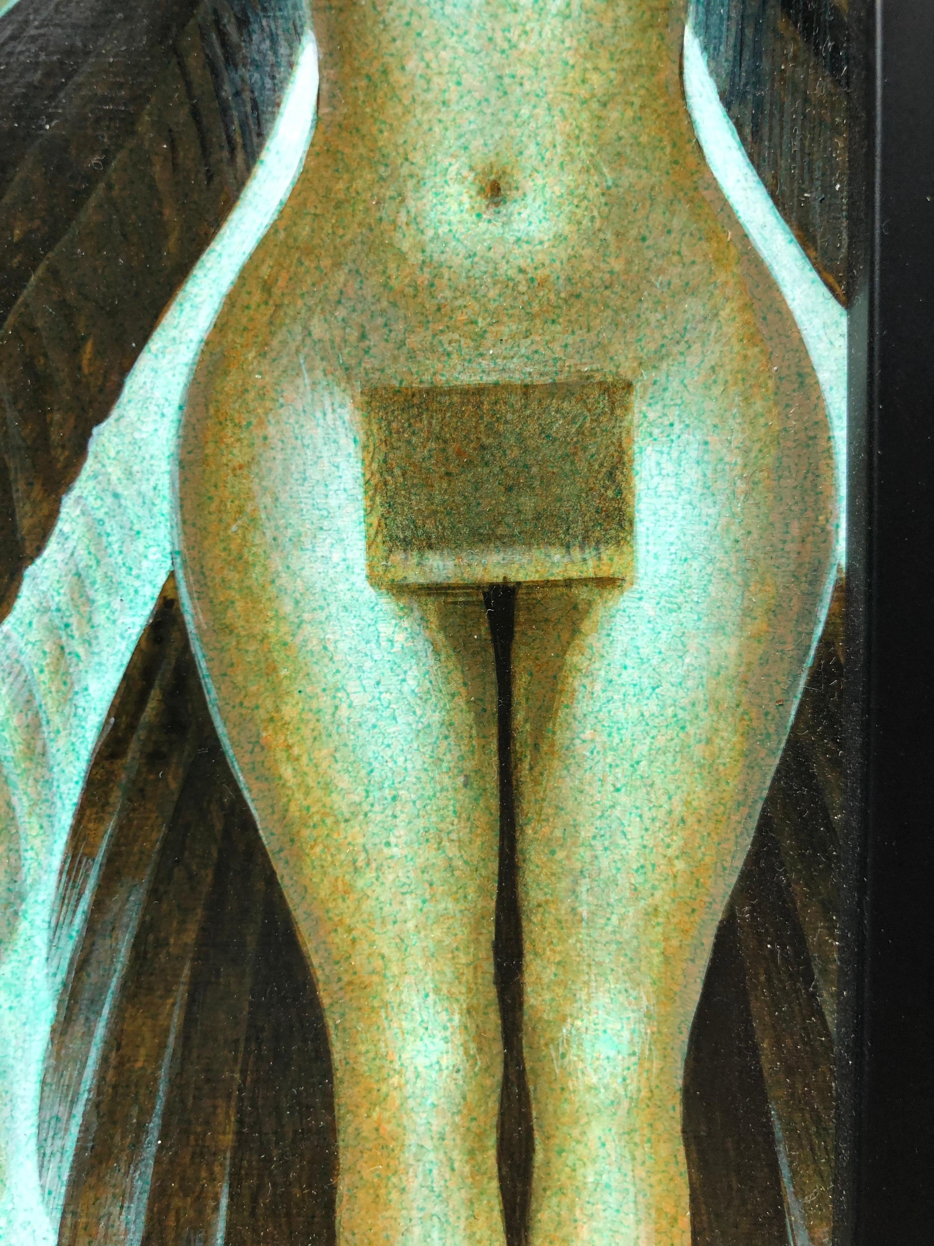 Sheba Raven Cloak, Hatshepsut – Originalgemälde einer ägyptischen Göttinfigur (Braun), Figurative Painting, von Oliver Hazard Benson