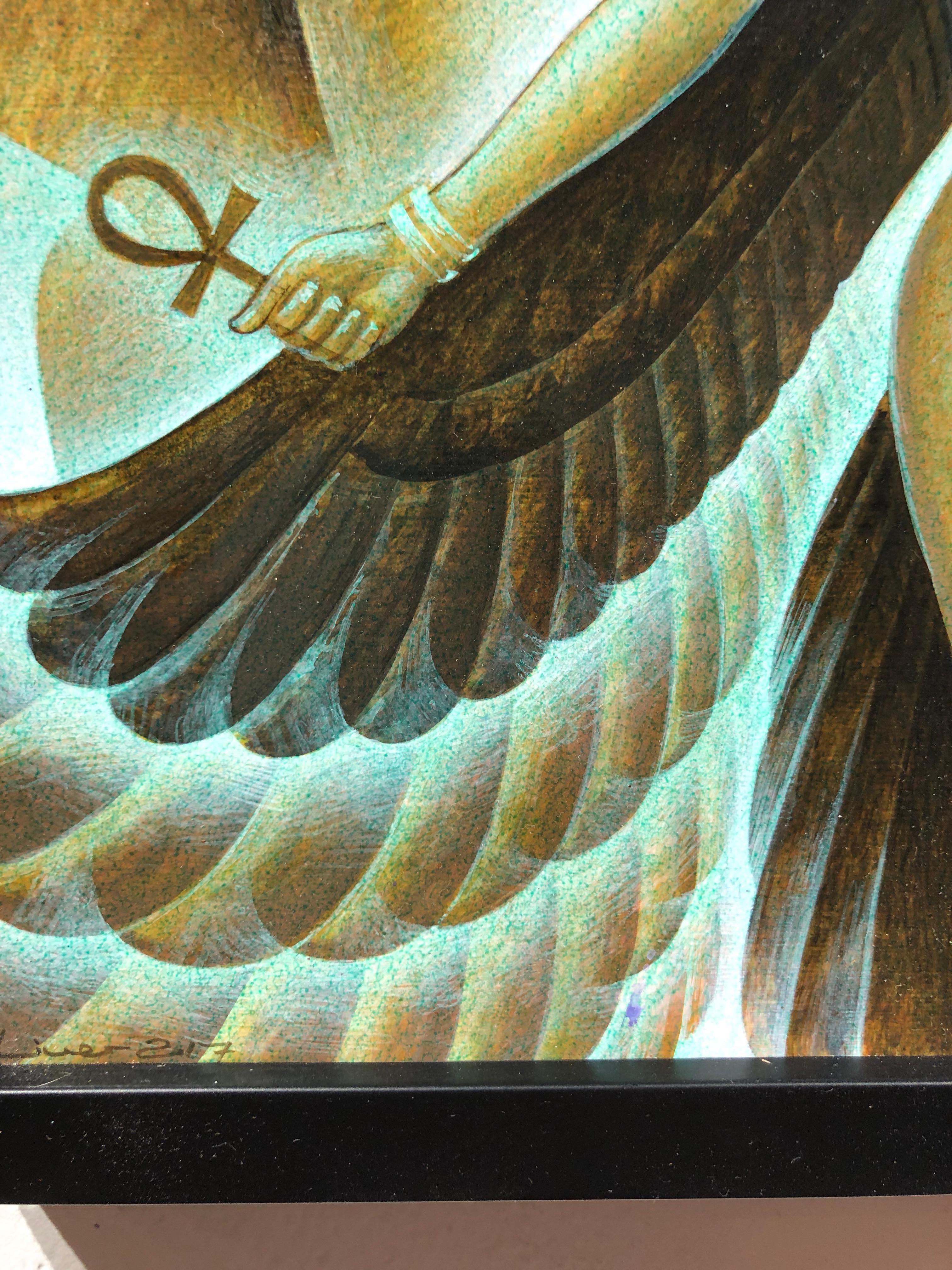 Sheba Raven Cloak, Hatshepsut – Originalgemälde einer ägyptischen Göttinfigur im Angebot 3