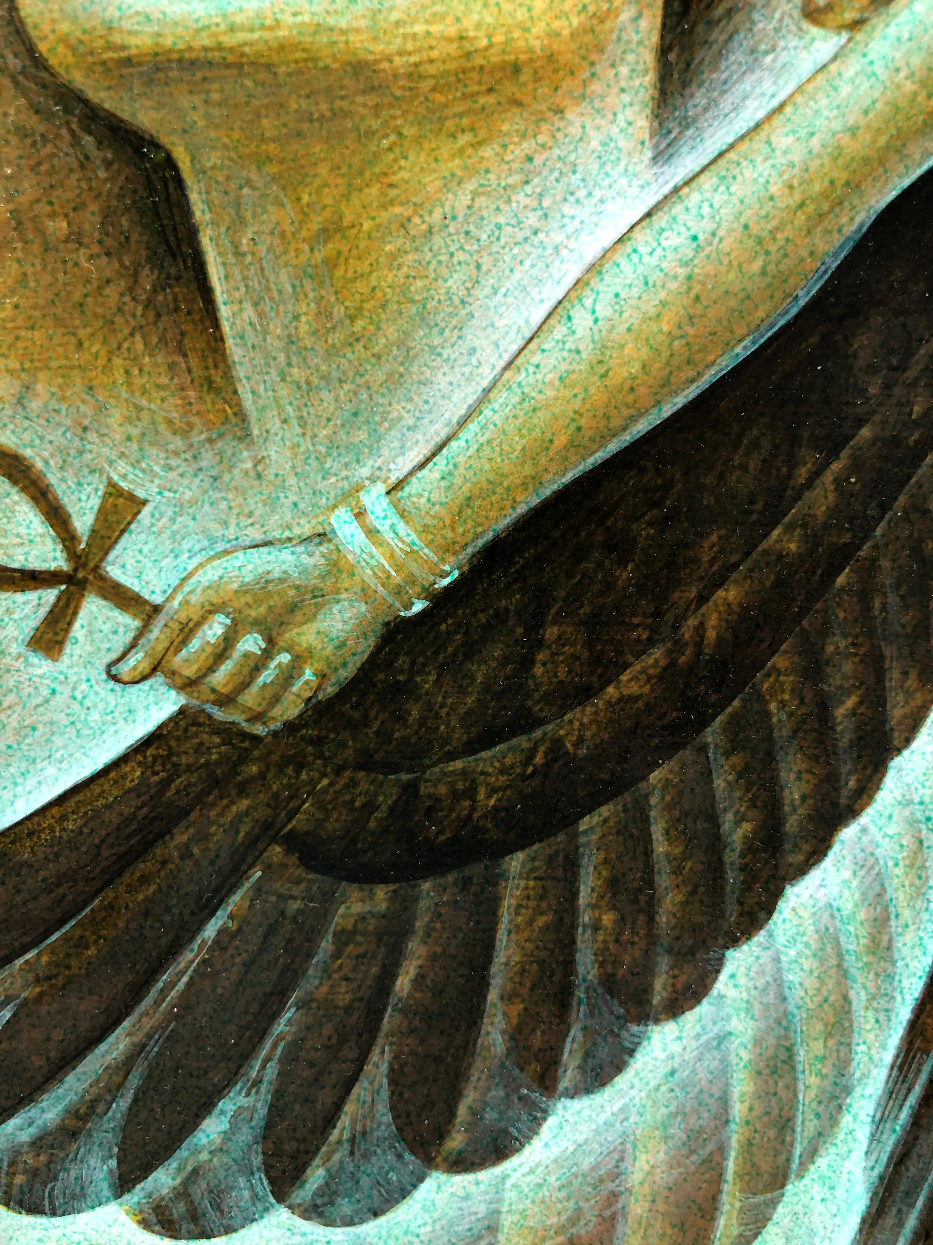 Sheba Raven Cloak, Hatshepsut – Originalgemälde einer ägyptischen Göttinfigur im Angebot 5