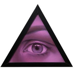 The Eye of Providence, Violet Hued All-Seeing Human Eye, Acrylic on Panel