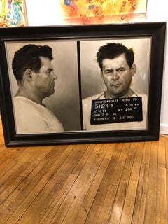 5124 - Mug Shot Based Portrait in Sepia tones, Oil on Panel by Zack Zdrale