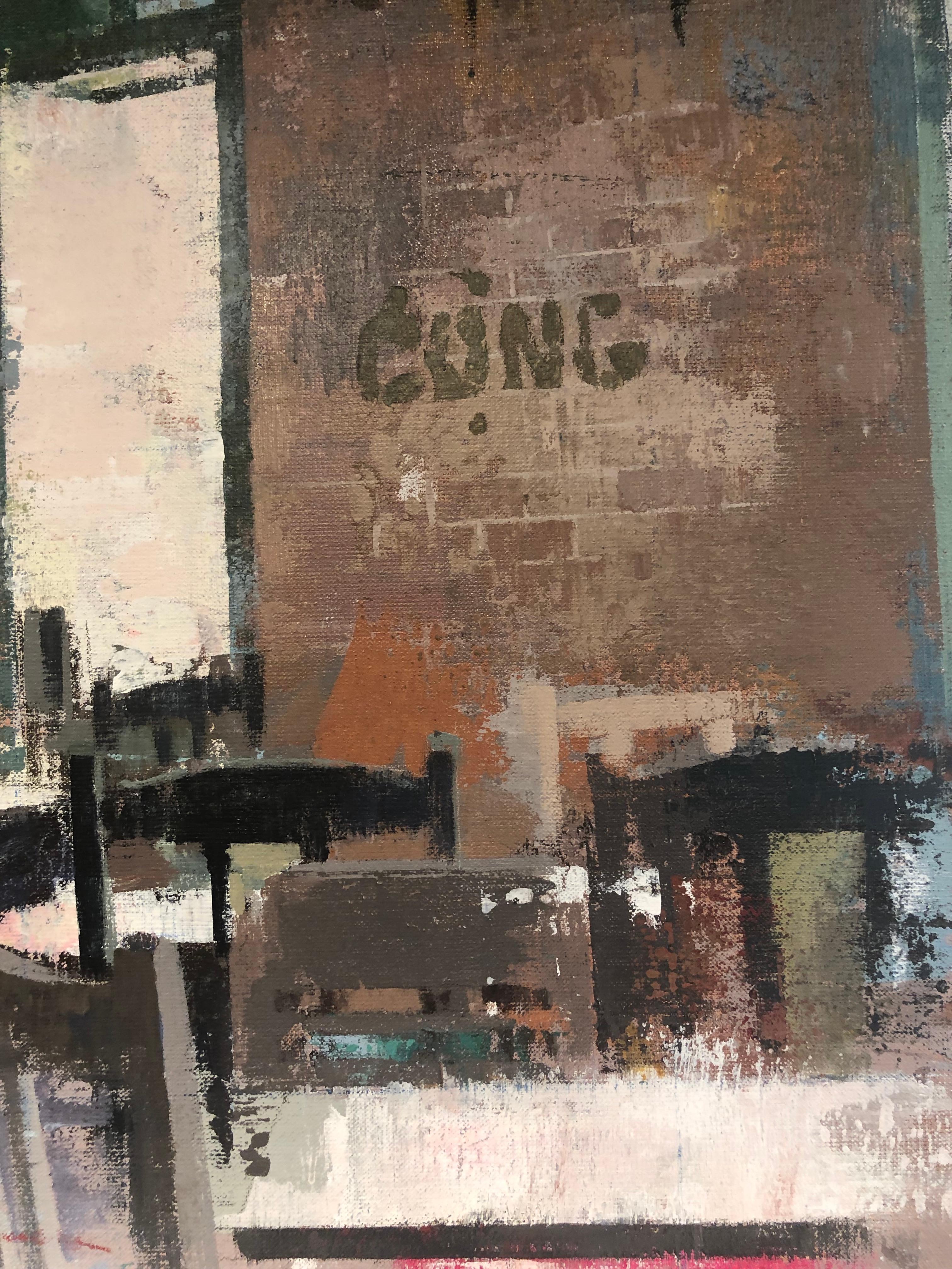 Cong Caphe – Innen-Kaffee-Szene, Öl und Acryl auf Leinwand (Zeitgenössisch), Painting, von Keiko Ogawa