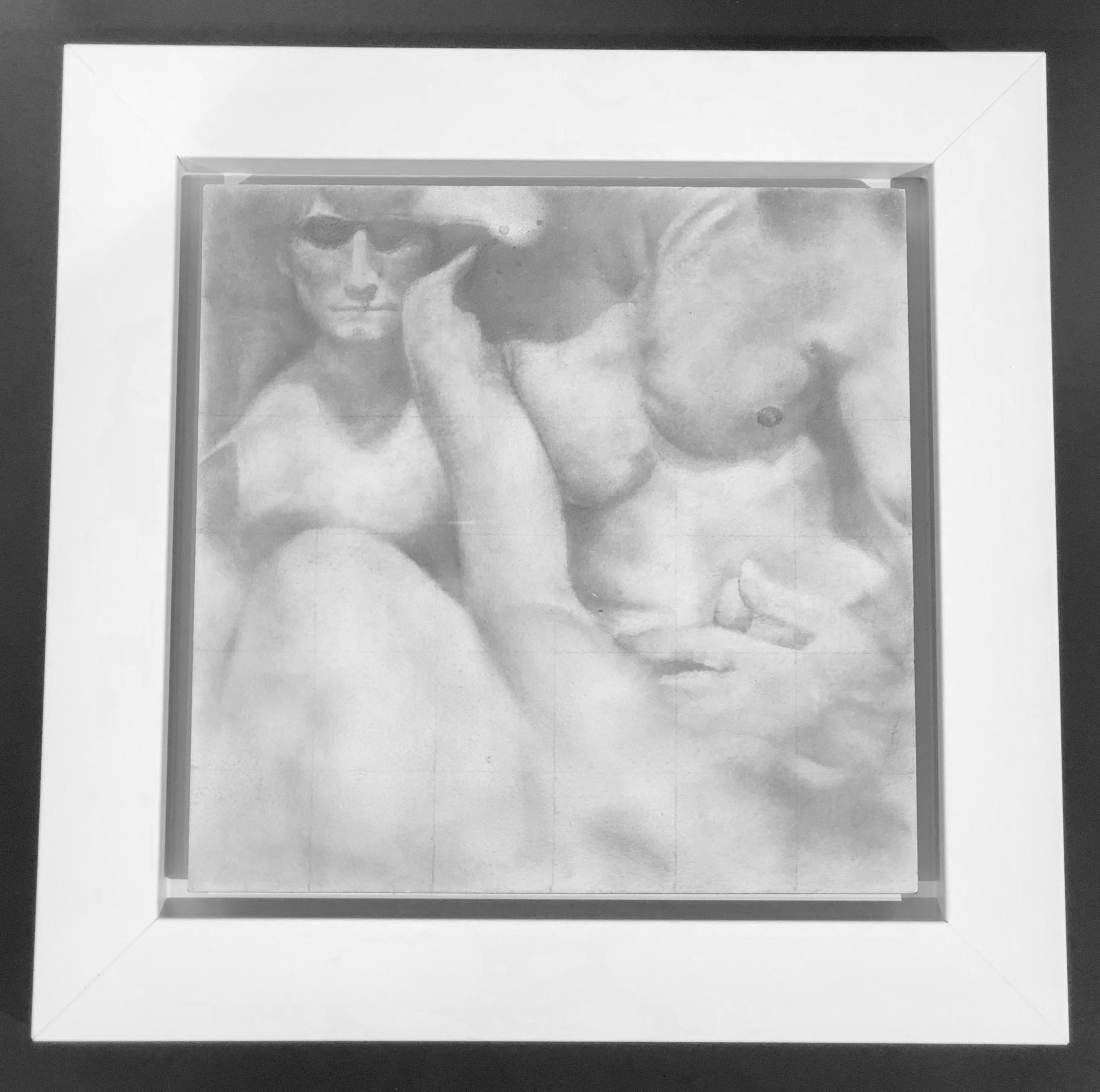 Knit - Original Graphite Drawing on Panel of Nude Male Figures - Art by Rick Sindt