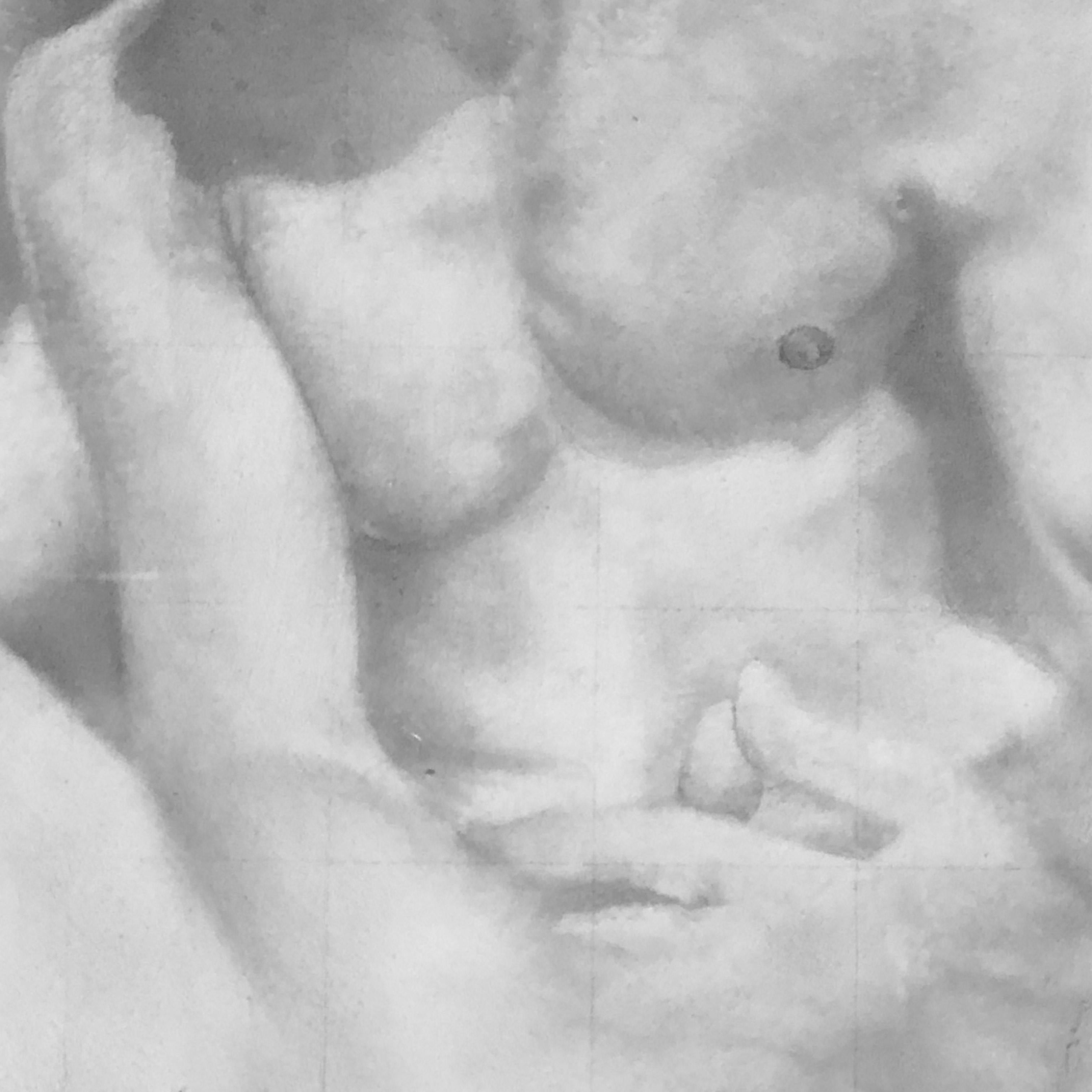 Punto - Dibujo original en grafito sobre panel de figuras masculinas desnudas - Art Contemporáneo de Rick Sindt