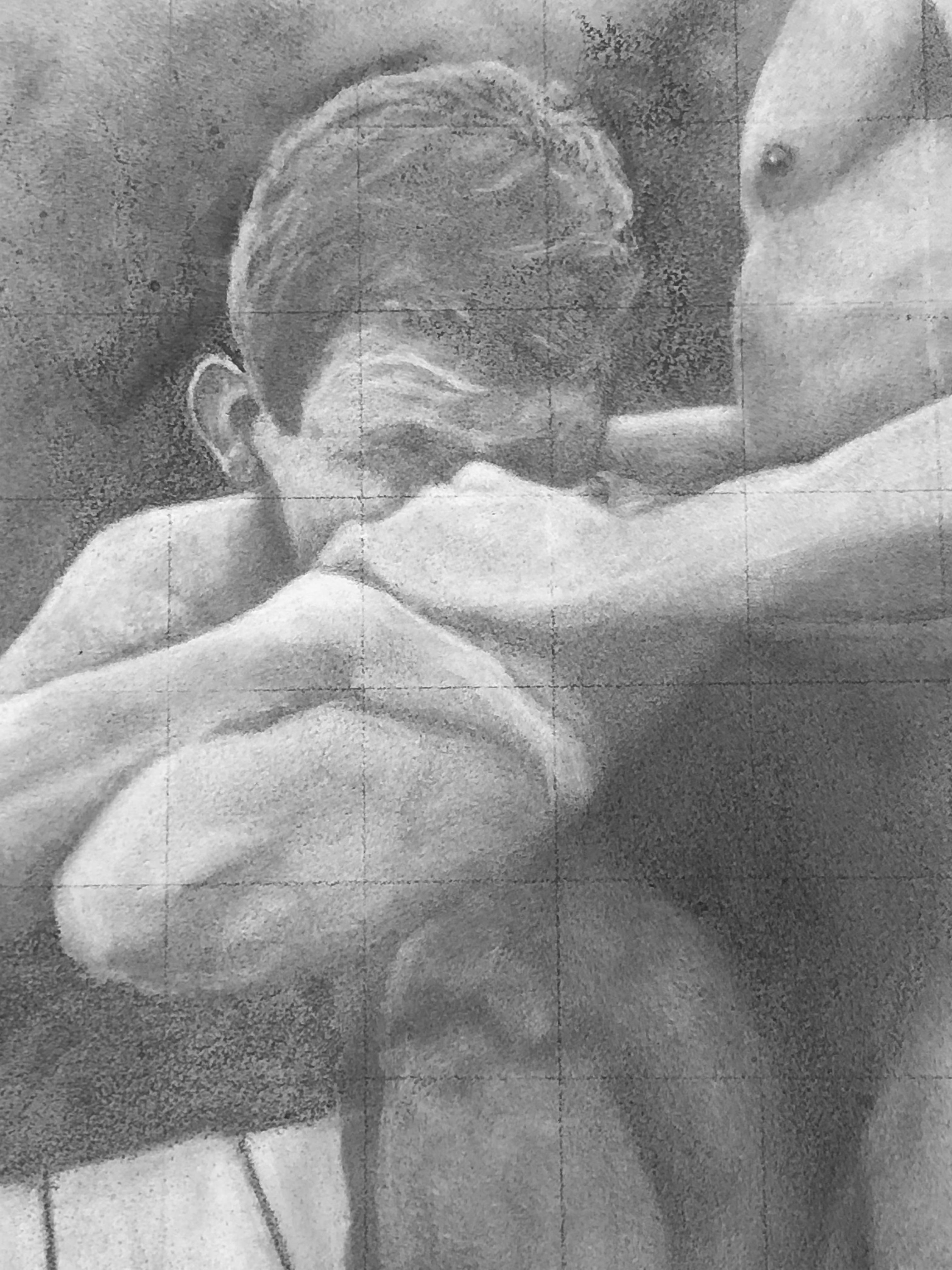 Untitled - After Cadmus - Nude Males Embracing, Original Graphite Drawing - Contemporary Art by Rick Sindt