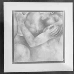 Proximity - Embracing Nude Figures, Original Graphite Drawing on Panel