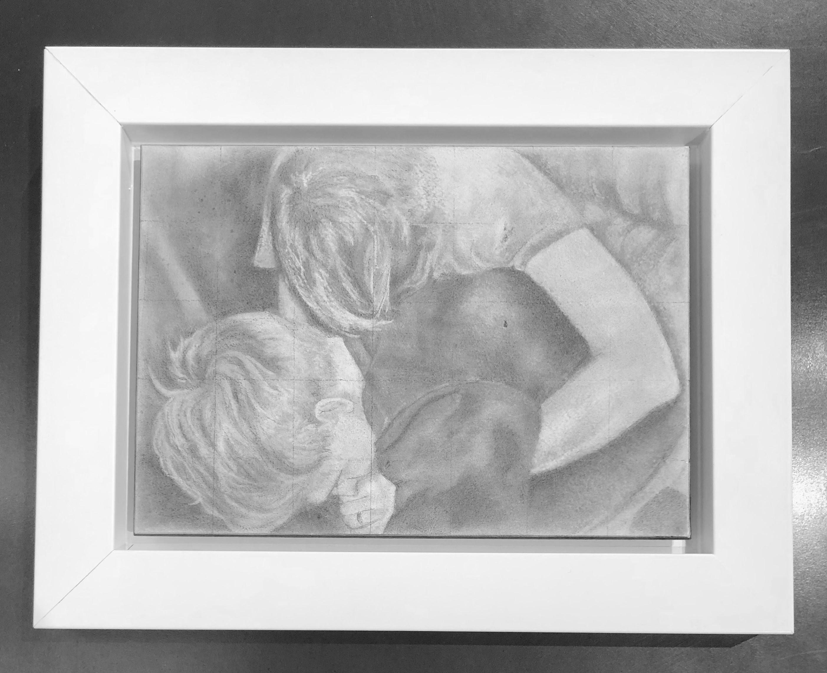 Untitled #5 - Two Entwined Figures, Original Graphite Drawing on Panel - Art by Rick Sindt