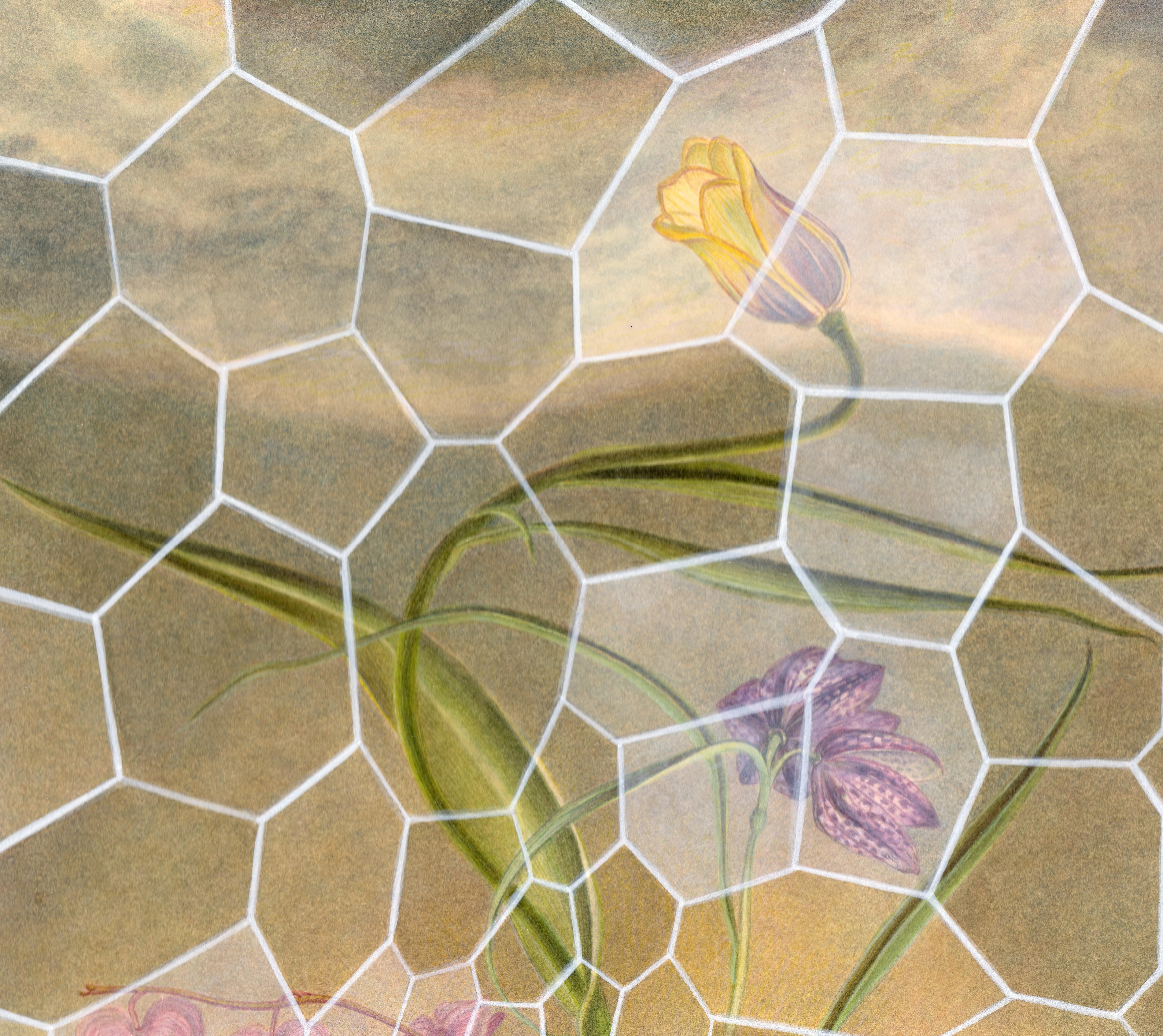Garden - Botanical Watercolor with Muted Pinks, Greens, Browns - Art by Christina Haglid