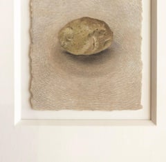 One Potato - Tiny Original Still Life Painting of a Potato on Deckled Edge Paper