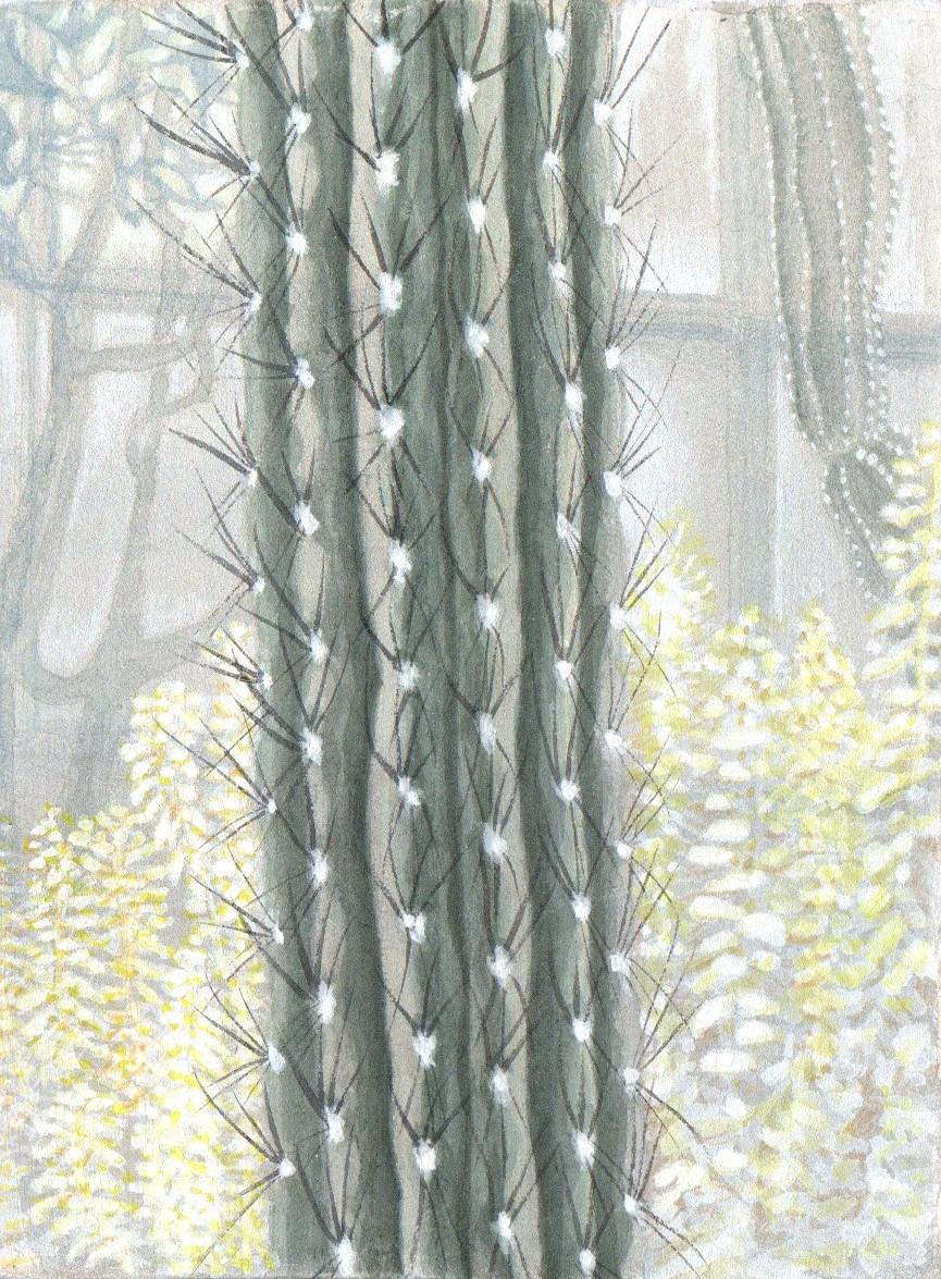 Cactus - Small Scale Original Painting on Panel of a Saguaro Cactus