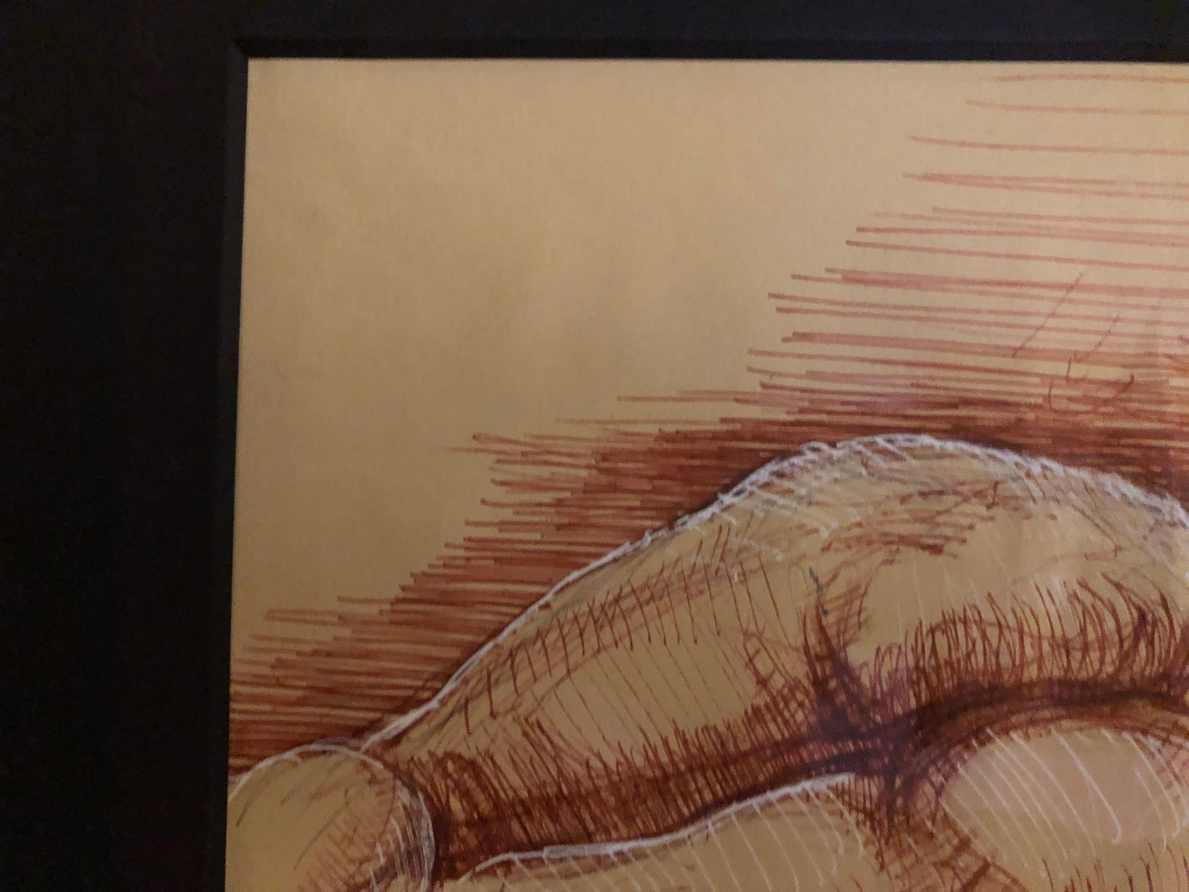 Sleeping Hermaphrodite, Female Nude, Pen Drawing after a Roman Sculpture - Contemporary Art by Christopher Ganz