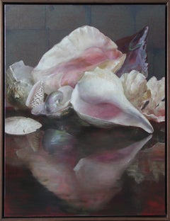 Shells with Reflections, Original Oil Painting, Oil and Silver Leaf on Panel