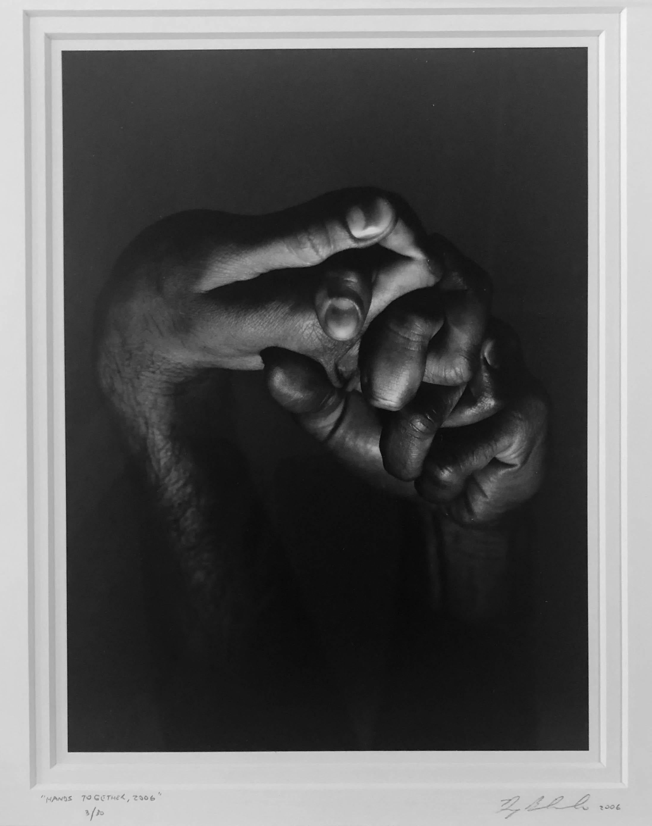 Hands Together - Intertwined Hands, Silver Gelatin Print, Matted and Framed - Photograph by Doug Birkenheuer
