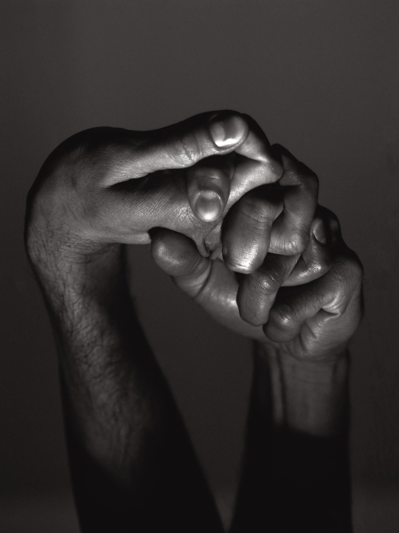 Doug Birkenheuer Figurative Photograph - Hands Together - Intertwined Hands, Silver Gelatin Print, Matted and Framed