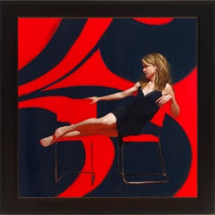 Fast Five - Reclining Female Figure Bright Red Background in Front of Large #5