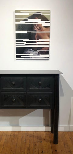 The Skinning Erotica, Female Nude Obscured by White Lines, Oil on Canvas