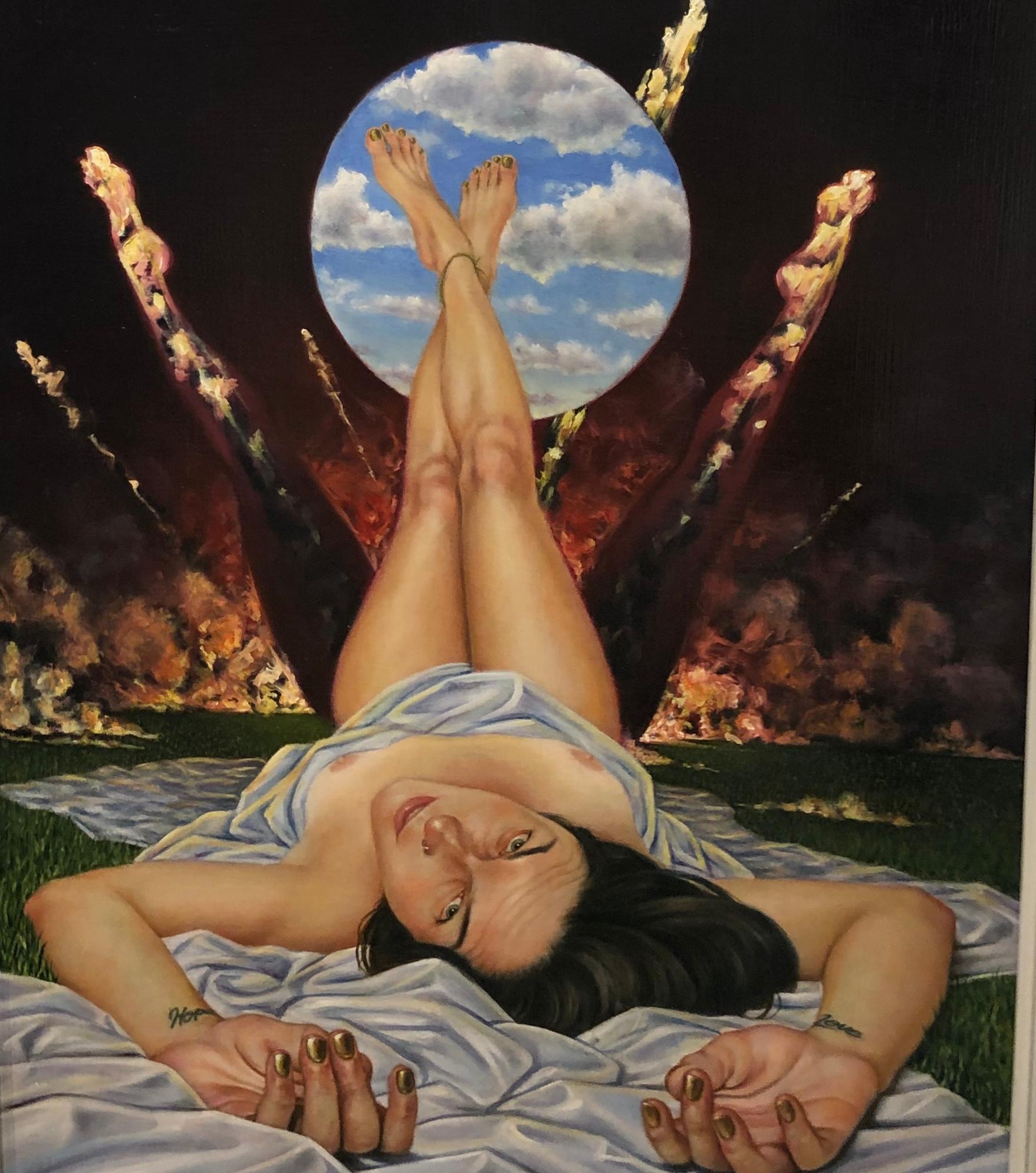 Diptyque du Paradise Lost d'El Pariaso Perdido, deux nus féminins, huile sur panneau - Contemporain Painting par Juan Barragán