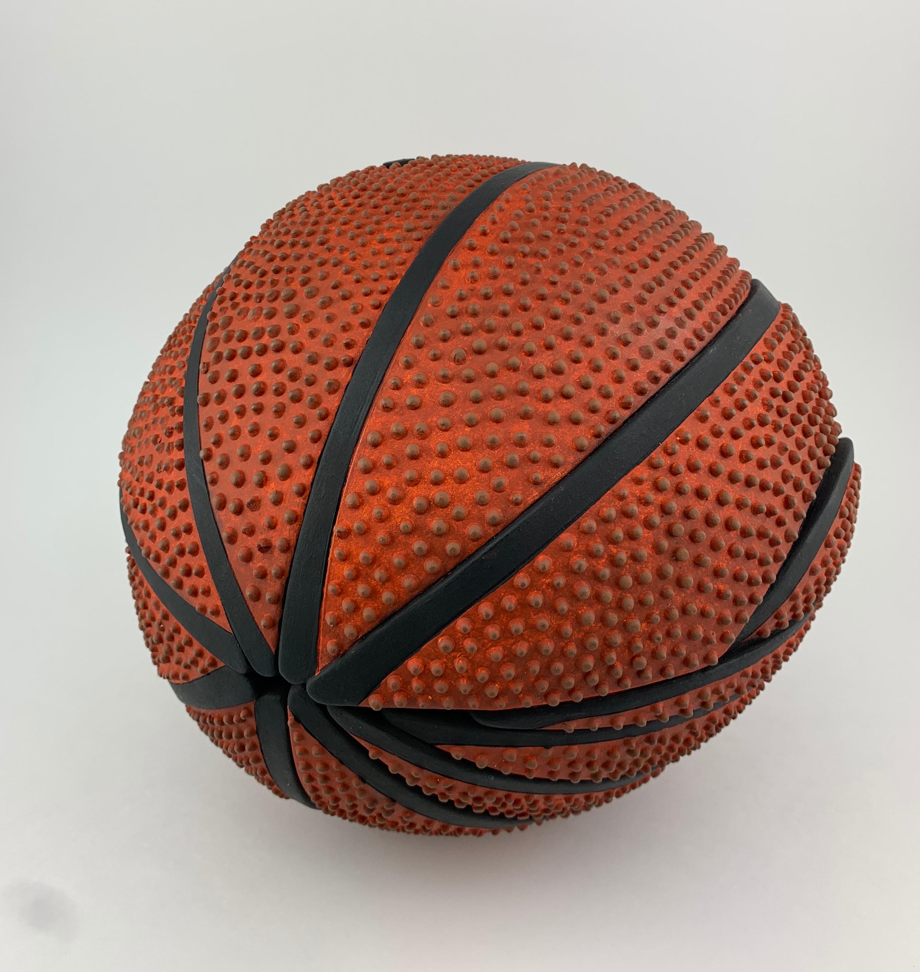 Ryan Michel Still-Life Sculpture - Roly Poly B-Ball, Insect Morphed into Ceramic Basketball Sculpture